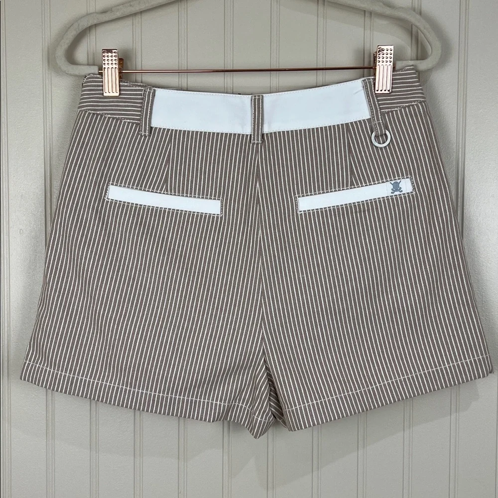 NWT Chucuchu Women Golf Stripe Culotte shorts Beige Size Small